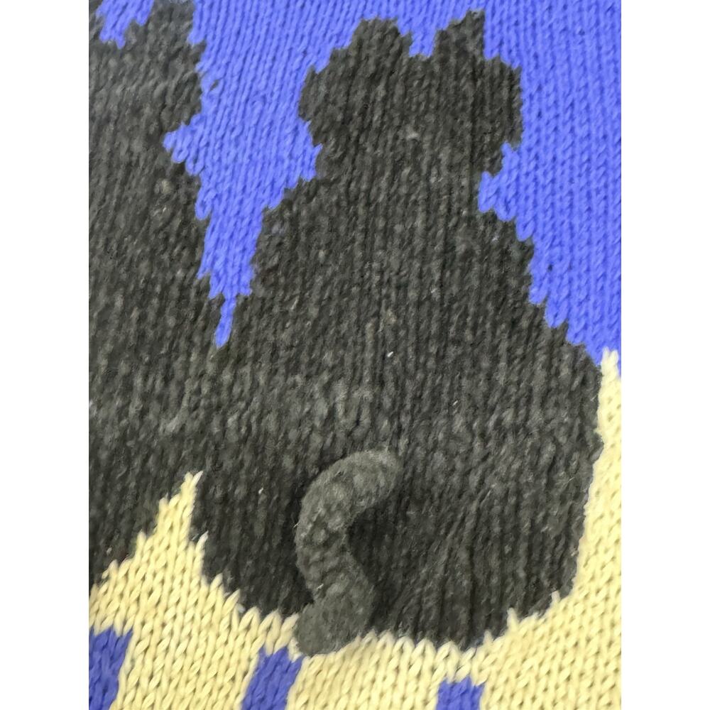 Vtg Marisa Christina Classics Hand Knitted S Blue Halloween Black Cat Sweater - Picture 4 of 15
